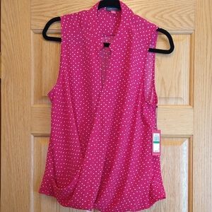 Large Vince Camuto NWT Pink Polka Dot Sleeveless Top